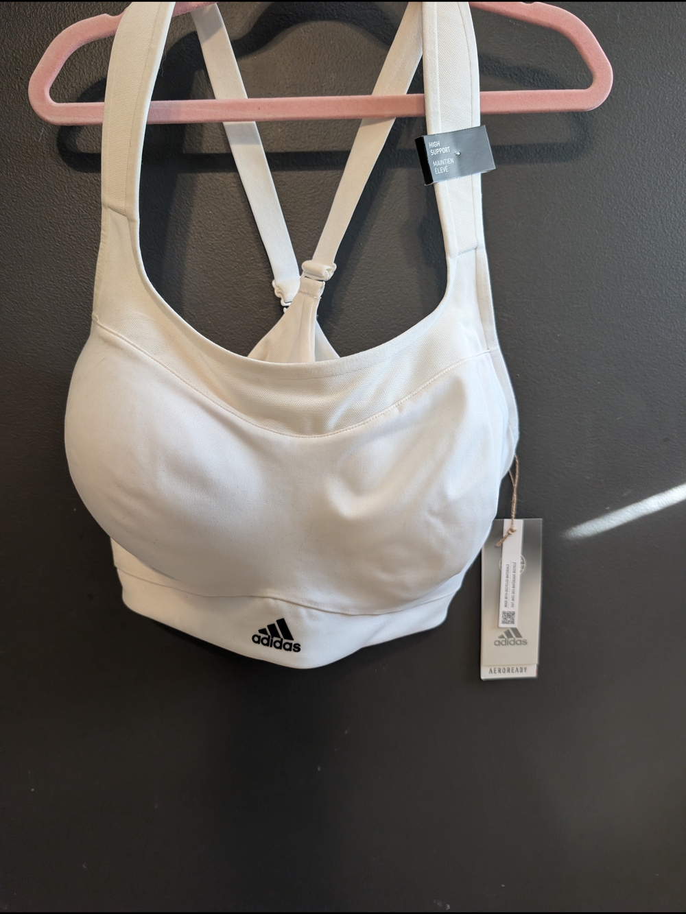 Adidas White High-Support Sports Bra